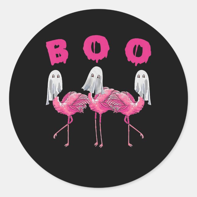 Funny Ghost Flamingo Boo Halloween Kostümgeschenke Runder Aufkleber (Vorderseite)