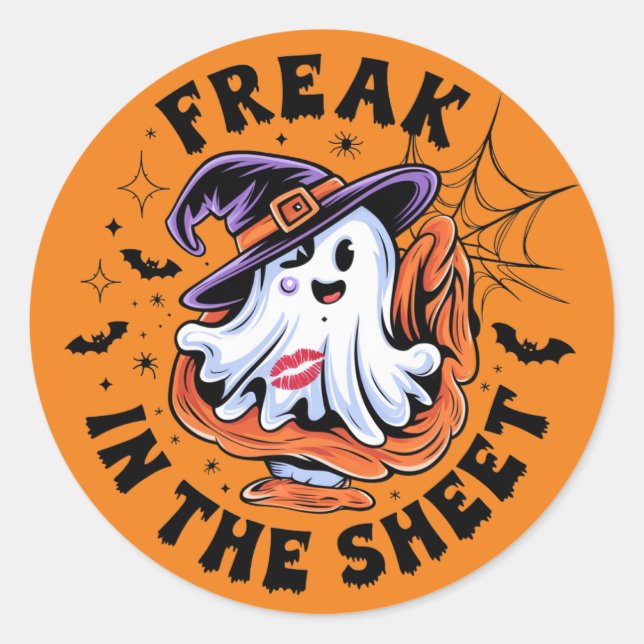 Funny Ghost "Freak In Sheet" Aufkleber (Vorderseite)