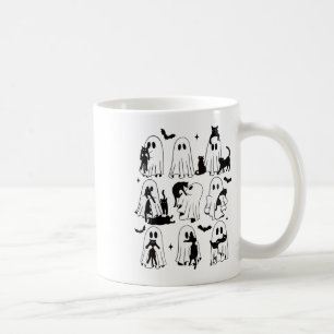 Funny Ghost hält eine Black Cat Lazy Halloween Spo Kaffeetasse