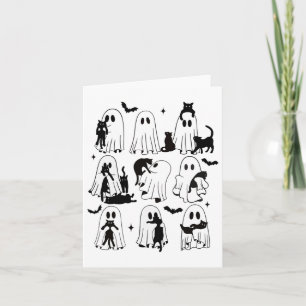 Funny Ghost hält eine Black Cat Lazy Halloween Spo Karte