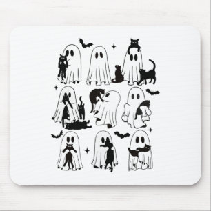 Funny Ghost hält eine Black Cat Lazy Halloween Spo Mousepad