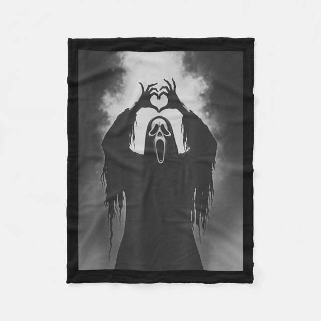 Funny Ghost Hand Heart Sign Soky Costume Halloween Fleecedecke (Vorderseite)