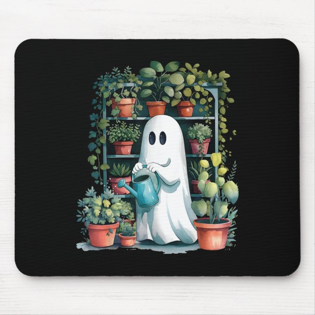 Funny Ghost Pflanze Spooky Season Trick oder Treat Mousepad (Vorne)