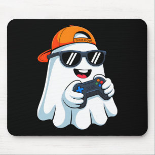 Funny Ghost Playing Video Game Halloween Gaming Bl Mousepad