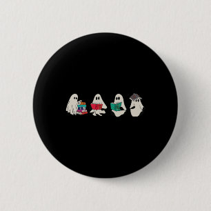 Funny Ghost Reading Bücher Niedliche Spooky Hallow Button