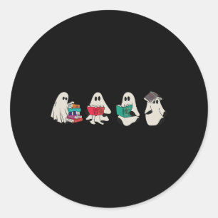 Funny Ghost Reading Bücher Niedliche Spooky Hallow Runder Aufkleber