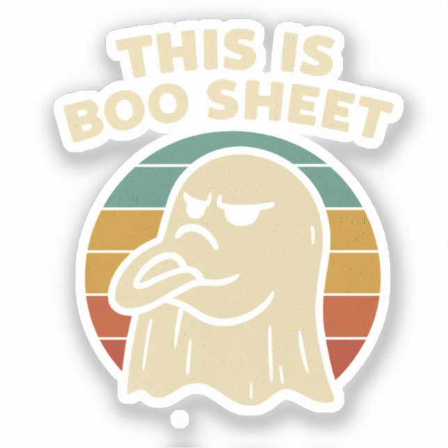 Funny Ghost "This Is Boo Sheet" Retro Halloween Aufkleber (Vorderseite)