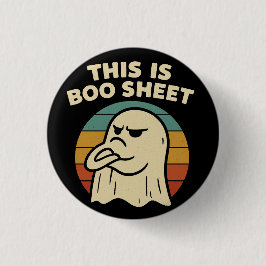 Funny Ghost "This Is Boo Sheet" Retro Halloween Button