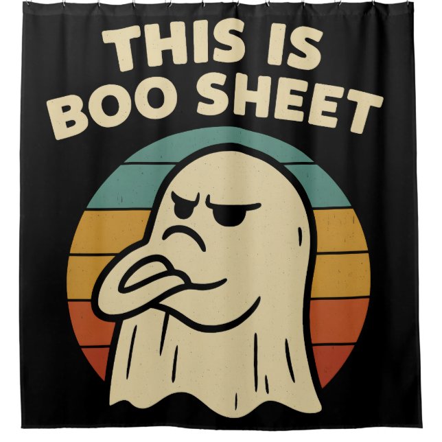 Funny Ghost "This Is Boo Sheet" Retro Halloween Duschvorhang (Vorderseite)