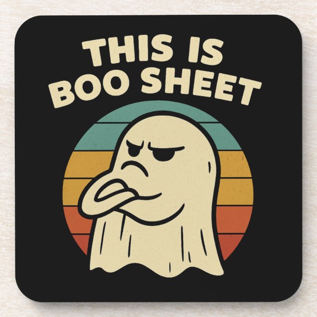 Funny Ghost "This Is Boo Sheet" Retro Halloween Getränkeuntersetzer (Vorderseite)