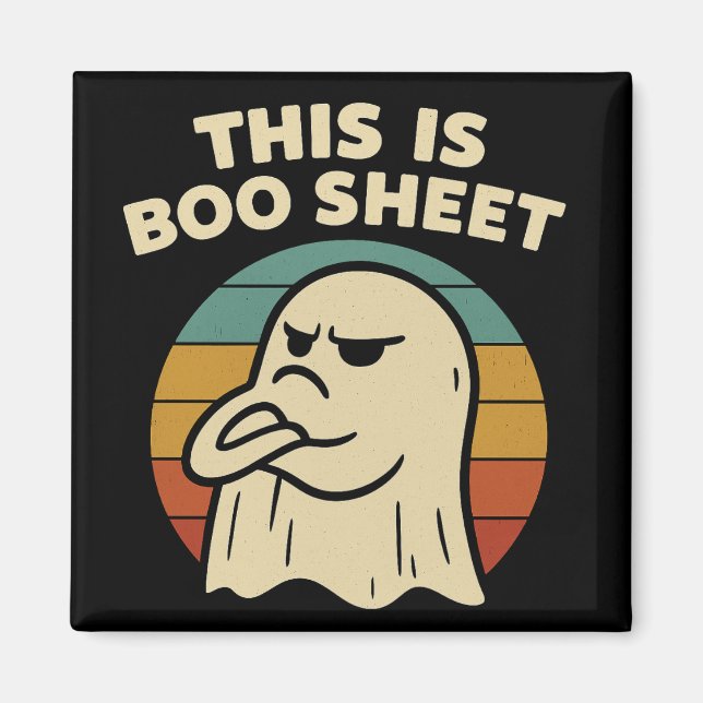 Funny Ghost "This Is Boo Sheet" Retro Halloween Magnet (Vorne)