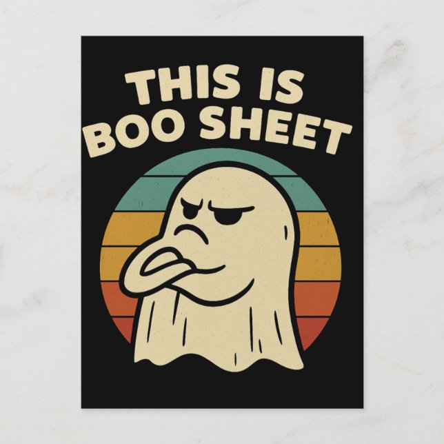 Funny Ghost "This Is Boo Sheet" Retro Halloween Postkarte (Vorderseite)