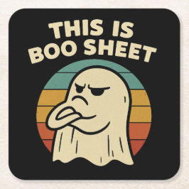 Funny Ghost "This Is Boo Sheet" Retro Halloween Rechteckiger Pappuntersetzer