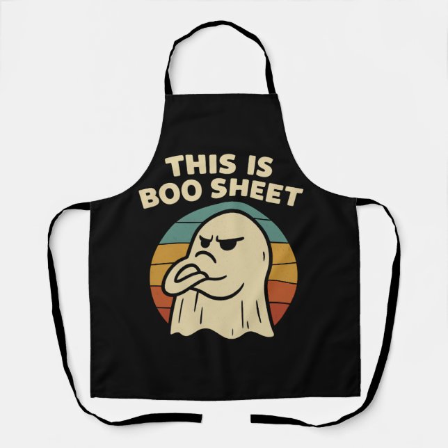 Funny Ghost "This Is Boo Sheet" Retro Halloween Schürze (Vorderseite)