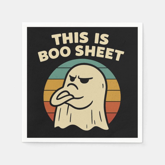 Funny Ghost "This Is Boo Sheet" Retro Halloween Serviette (Vorderseite)