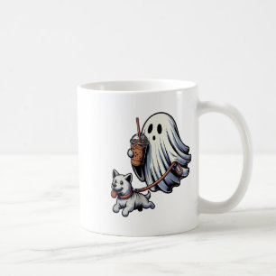 Funny Ghost Walking Dog Ghost Dog Halloween Nacht Kaffeetasse