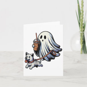 Funny Ghost Walking Dog Ghost Dog Halloween Nacht Karte