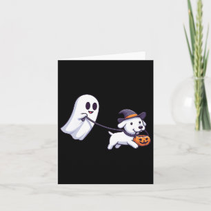 Funny Ghost Walking Dog Ghost Dog Halloween Nacht Karte