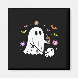 Funny Ghost Walking Dog Spooky Ghost Kaffee Hallow Magnet