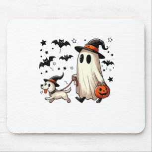 Funny Ghost Walking Dog Spooky Season Halloween Co Mousepad