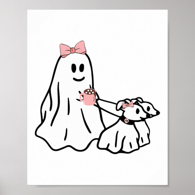Funny Ghost Walking Dog Spooky Season Halloween Co Poster (Vorne)