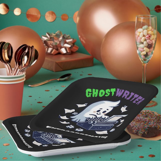 Funny Ghost Writer Extraordinaire Niedlich Ghost Pappteller (Multi)