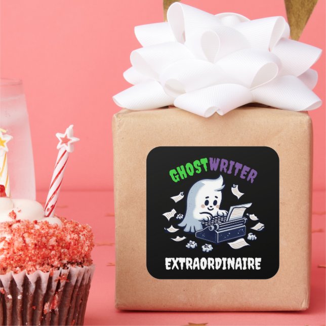 Funny Ghost Writer Extraordinaire Niedlich Ghost Quadratischer Aufkleber (Party)