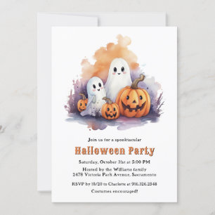 Funny Ghosts Pumpkins Kids Halloween-Party Einladung