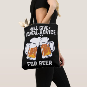 Funny gibt Zahnberatung für Bier Tasche