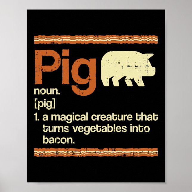 Funny Gift Bacon and Pig Definition Poster (Vorne)
