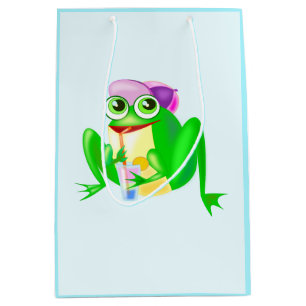 Funny Gift Bag mit Happy Party Frog Mittlere Geschenktüte
