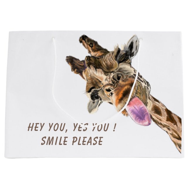 Funny Gift Bag mit spielerischer Giraffe - Benutze Große Geschenktüte (Vorderseite)