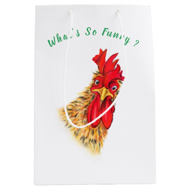 Funny Gift Bag mit überraschendem Rooster individu Mittlere Geschenktüte (Vorderseite)