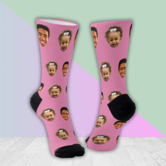 Funny Gift für Mama - Custom 2 Face Foto Pink Socken