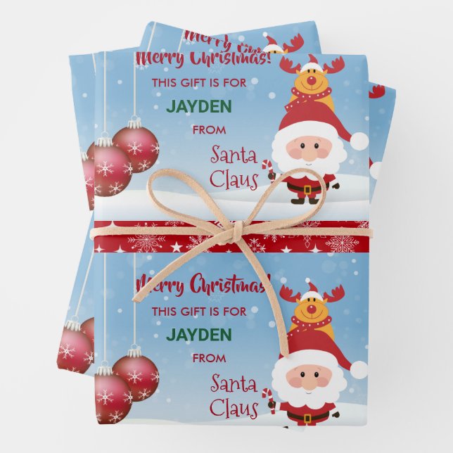 Funny Gift von Santa Rudolph Snowflakes Kinder Geschenkpapier Set (Beispiel)