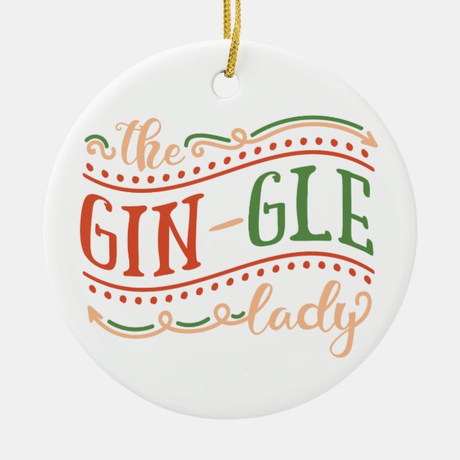 Funny Gin-gle Lady Weihnachten | Ornament (Vorne)