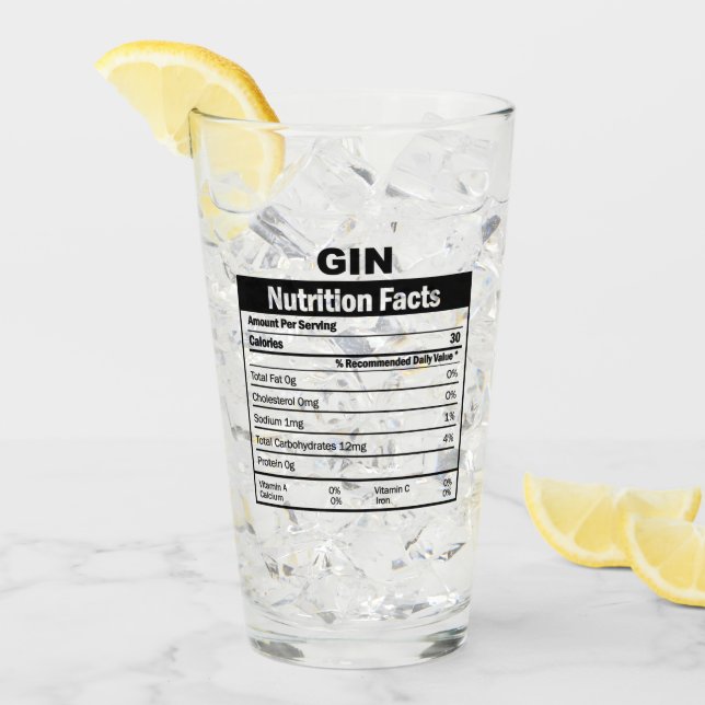 Funny Gin Nutrition Facts Glass Glas (Vorderseite Ice)