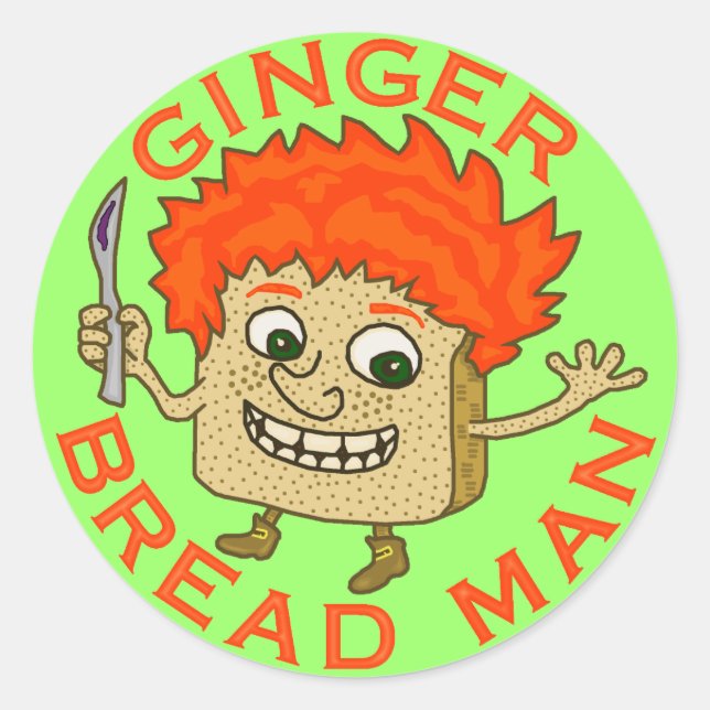Funny Ginger Broad Man Christmas Puff 2 Runder Aufkleber (Vorderseite)