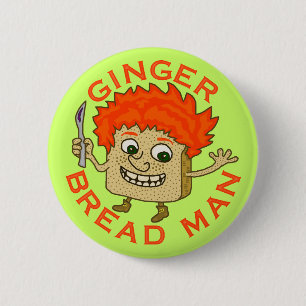Funny Ginger Broad Man Christmas Puff Button