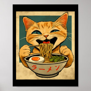Funny Ginger Cat Ramen Japanisch Kawaii Anime Cat  Poster