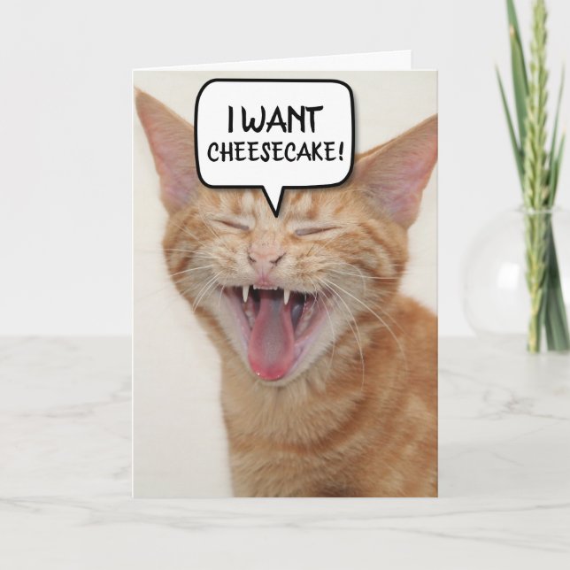 FUNNY GINGER CHAT CARTE D'ANNIVERSAIRE JE VEUX-CHE (Devant)