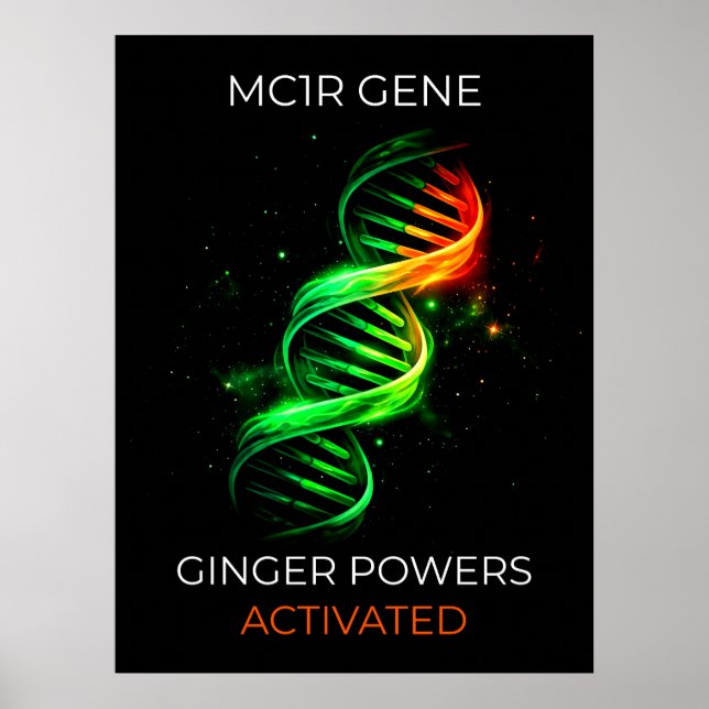 Funny Ginger Powers Activated Redhead DNA Wall Art Poster (Vorne)