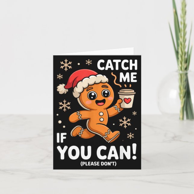 Funny Gingerbread Christmas Catch Me If You Can Pl Karte (Vorderseite)