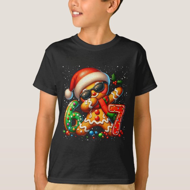 Funny Gingerbread Dabbing Six Seven 67 Meme Christ T-Shirt (Vorderseite)