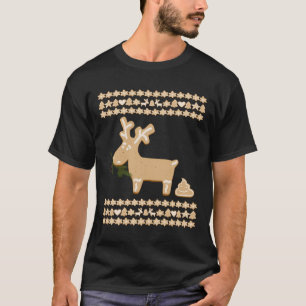 Funny Gingerbread Deer Kackte Emoji Ugly Christmas T-Shirt