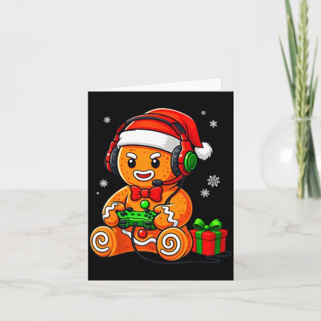 Funny Gingerbread Gaming Pjs Pajamas Christmas Xma Karte (Vorderseite)