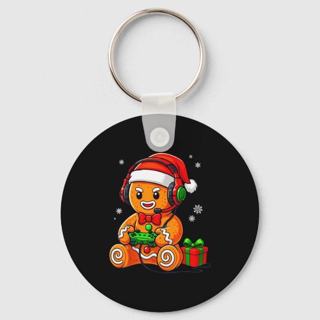 Funny Gingerbread Gaming Pjs Pajamas Christmas Xma Schlüsselanhänger (Vorderseite)