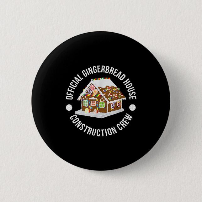 Funny Gingerbread House Construction Crew Christma Button (Vorderseite)