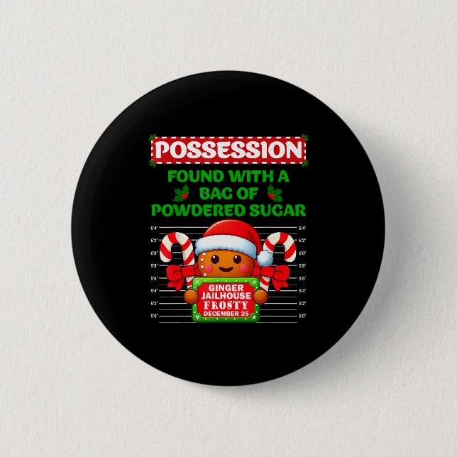 Funny Gingerbread Inmate Christmas Matching Family Button (Vorderseite)