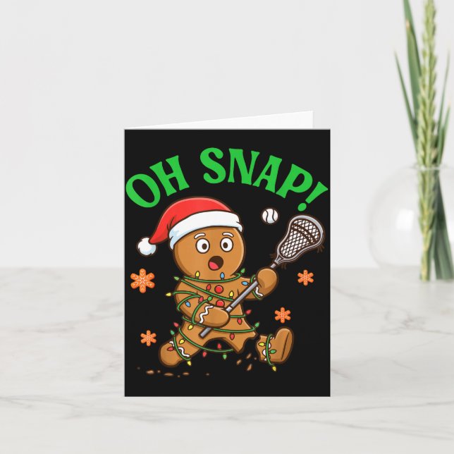Funny Gingerbread Lacrosse Christmas Cookie Oh Sna Karte (Vorderseite)